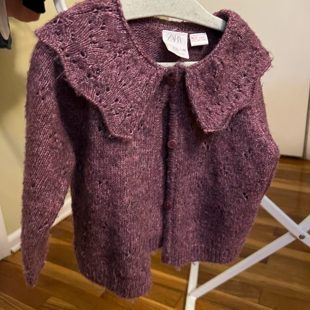 Zara Kids Purple Knit Cardigan